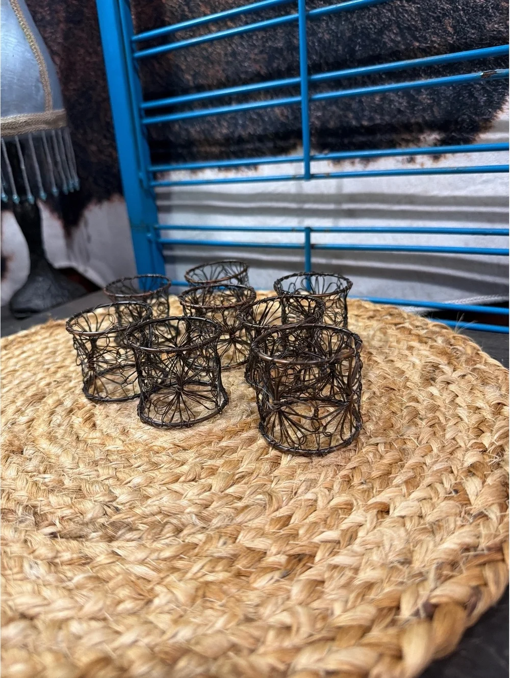 Set of 8 Vintage Wire Napkin Rings
